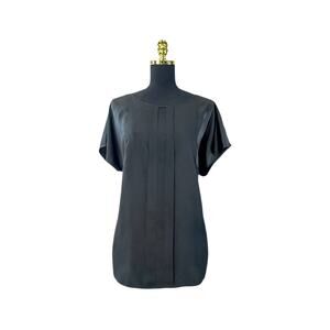 ECI New York Black Pleated Blouse - Dolman Sleeves - Silky Finish -Size L